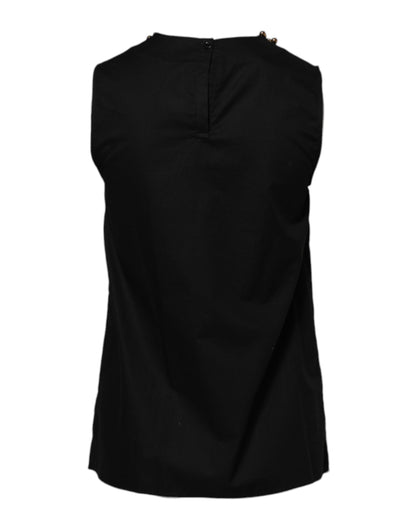 Boutique Moschino Black Cotton Sleeveless Women Tank T-shirt
