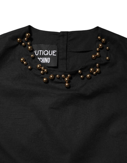 Boutique Moschino Black Cotton Sleeveless Women Tank T-shirt