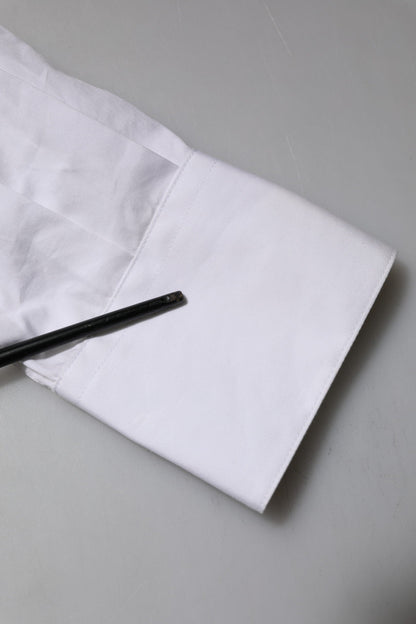 Dolce & Gabbana White Crystal Embellished Collared Shirt Top