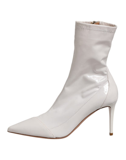 Elisabetta Franchi White Stiletto Heels Mid Calf Boots Shoes