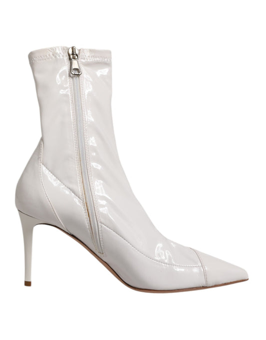 Elisabetta Franchi White Stiletto Heels Mid Calf Boots Shoes