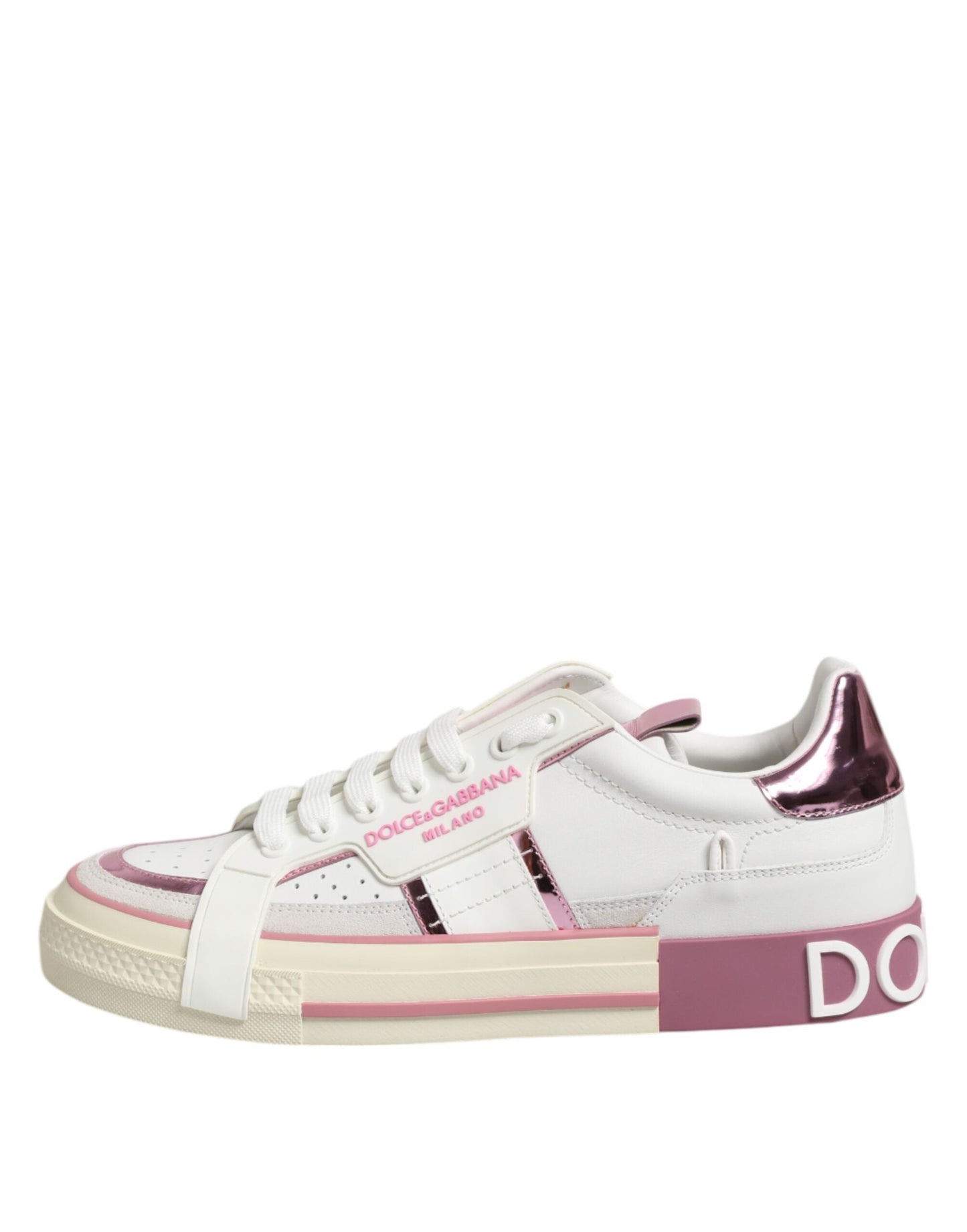 Dolce & Gabbana White Leather DG Logo Low Top Sneakers Shoes
