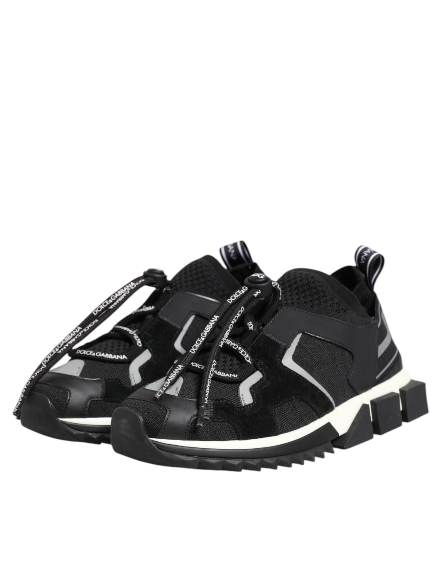Dolce & Gabbana Black White Logo Sorrento Sneakers Shoes