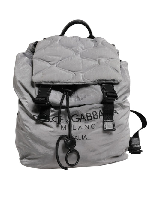 Dolce & Gabbana Gray Milano Print Drawstring Travel Backpack Bag