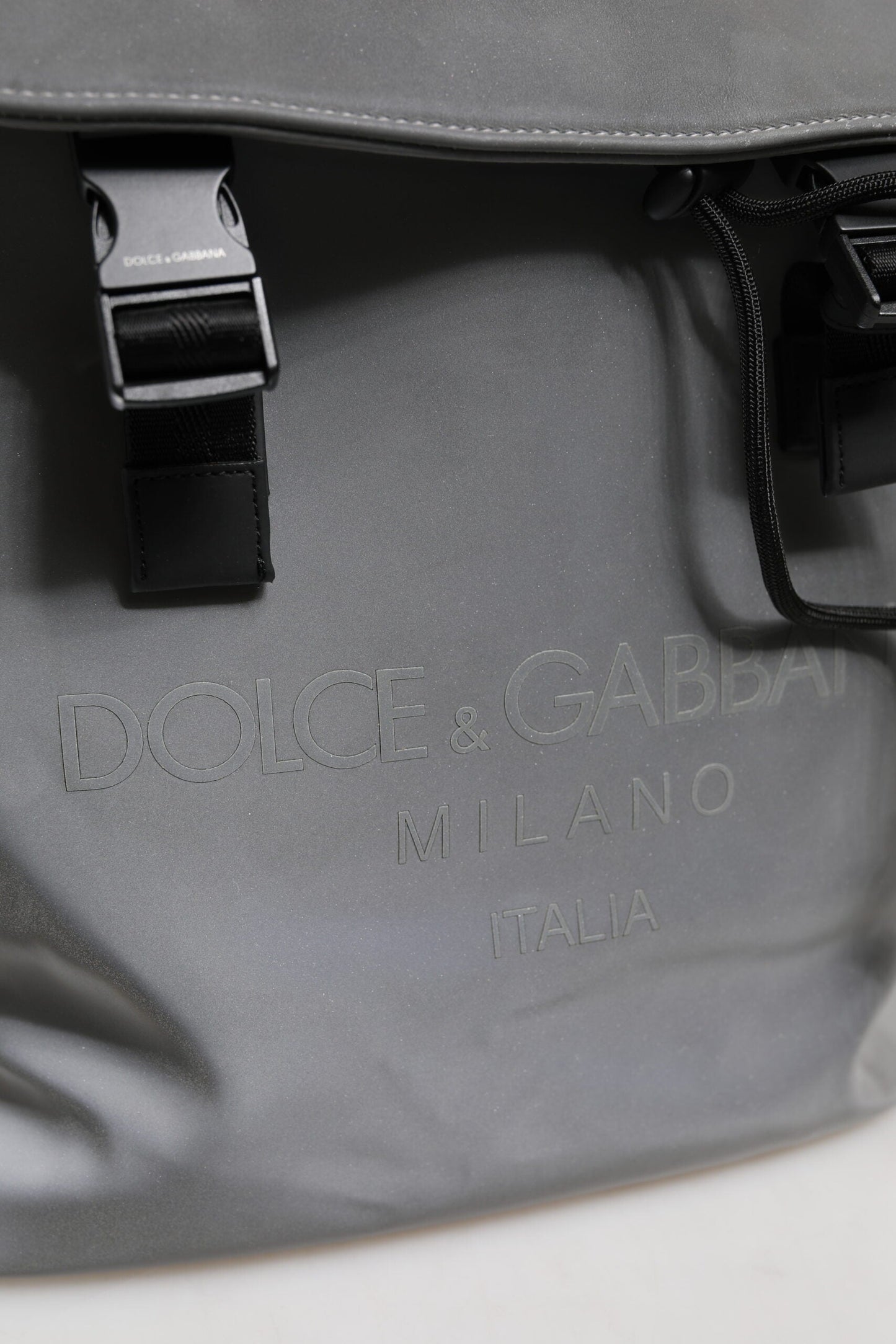 Dolce & Gabbana Gray Palermo Reflector Buckles Drawstring Backpack Bag