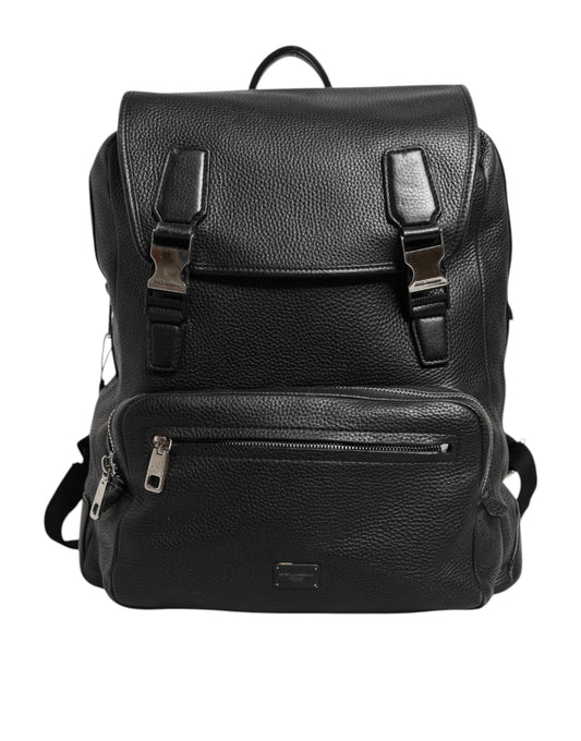 Dolce & Gabbana Black Palermo Backpack Hammered Calfskin Leather Bag