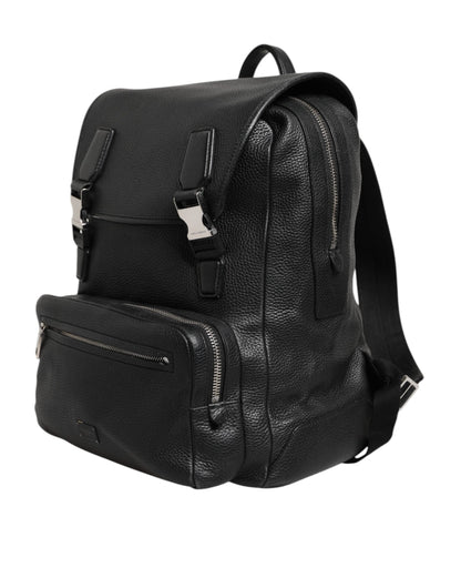 Dolce & Gabbana Black Palermo Backpack Hammered Calfskin Leather Bag