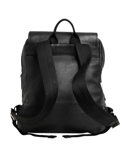 Dolce & Gabbana Black Palermo Backpack Hammered Calfskin Leather Bag