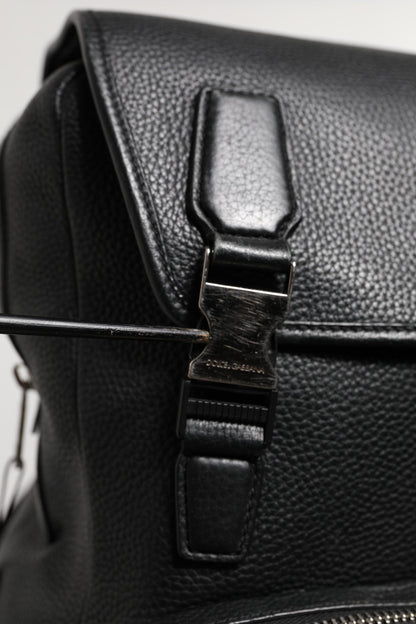 Dolce & Gabbana Black Palermo Backpack Hammered Calfskin Leather Bag