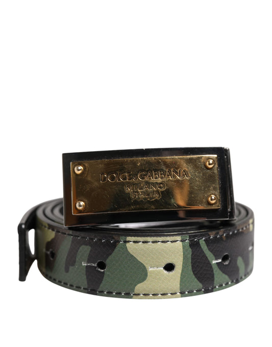 Dolce & Gabbana Multicolor Camouflage Metal Logo Buckle Belt