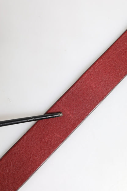 Dolce & Gabbana Maroon Classic Leather Metal Logo Buckle Belt