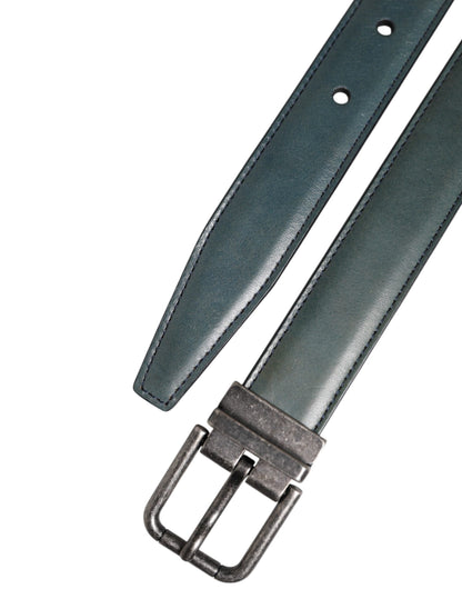 Dolce & Gabbana Green Classic Leather Metal Logo Buckle Belt