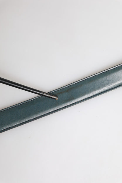 Dolce & Gabbana Green Classic Leather Metal Logo Buckle Belt