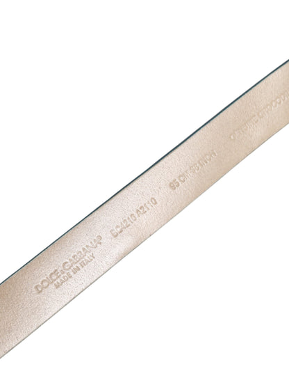 Dolce & Gabbana Blue Leather Classic Gold Metal Buckle Belt