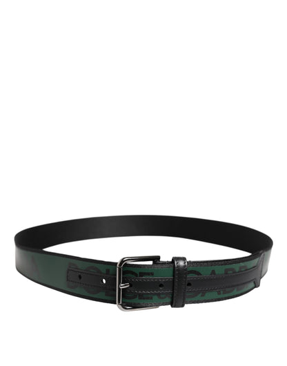 Dolce & Gabbana Green Black Polyester DG Logo Buckle Belt