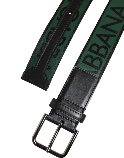 Dolce & Gabbana Green Black Polyester DG Logo Buckle Belt