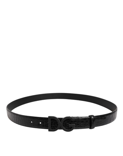 Dolce & Gabbana Black Leather Classic Metal DG Buckle Belt