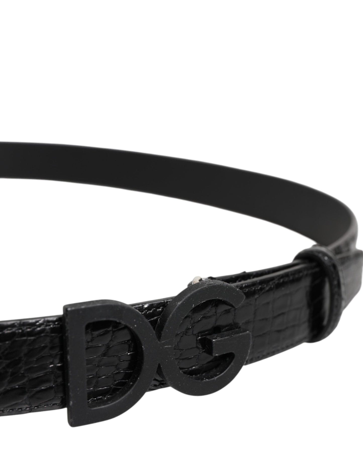 Dolce & Gabbana Black Leather Classic Metal DG Buckle Belt
