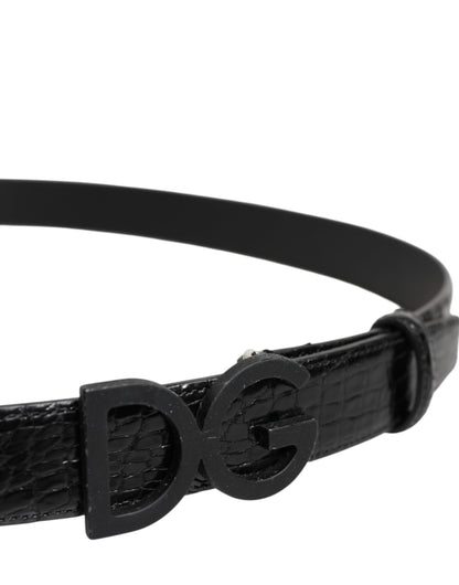 Dolce & Gabbana Black Leather Classic Metal DG Buckle Belt