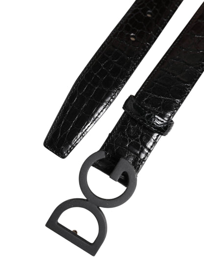 Dolce & Gabbana Black Leather Classic Metal DG Buckle Belt