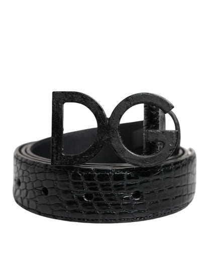 Dolce & Gabbana Black Leather Classic Metal DG Buckle Belt