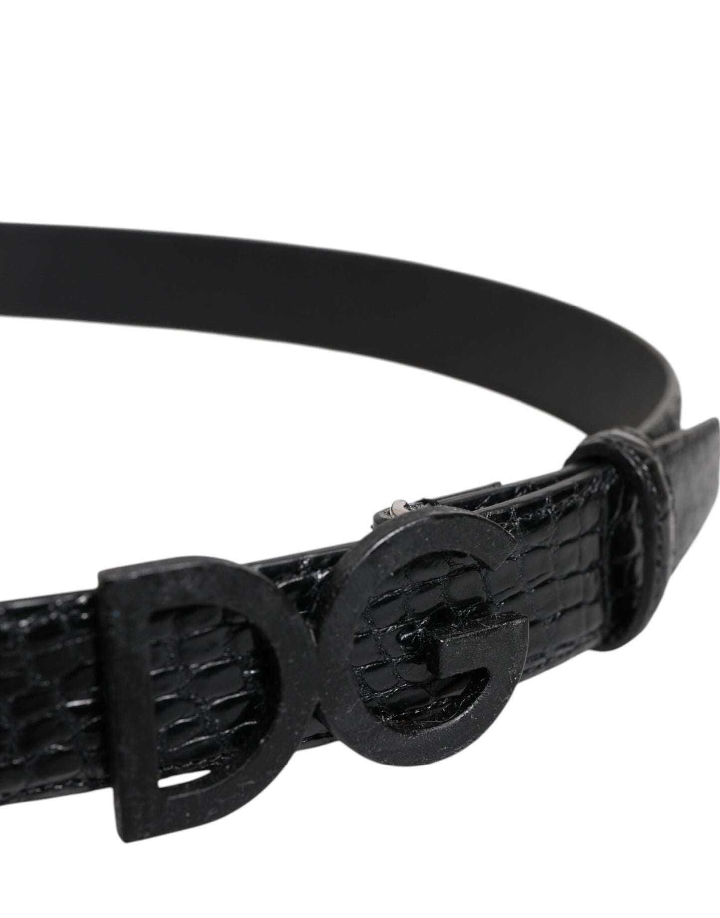 Dolce & Gabbana Black Leather Classic Metal DG Buckle Belt