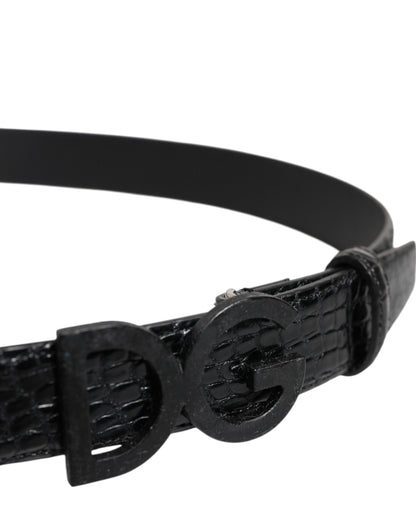 Dolce & Gabbana Black Leather Classic Metal DG Buckle Belt