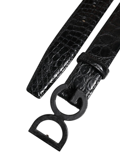 Dolce & Gabbana Black Leather Classic Metal DG Buckle Belt