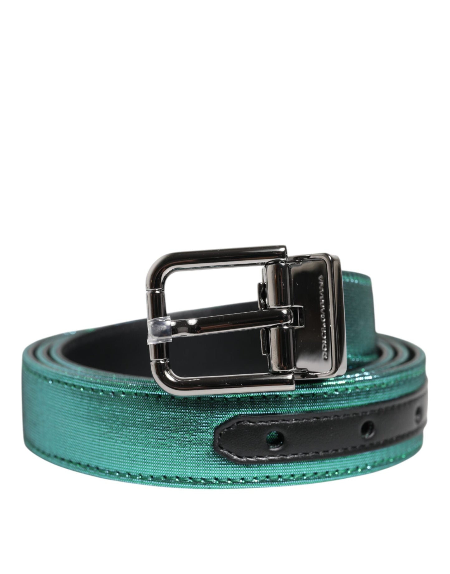 Dolce & Gabbana Green Black Polyester Metal Buckle Belt