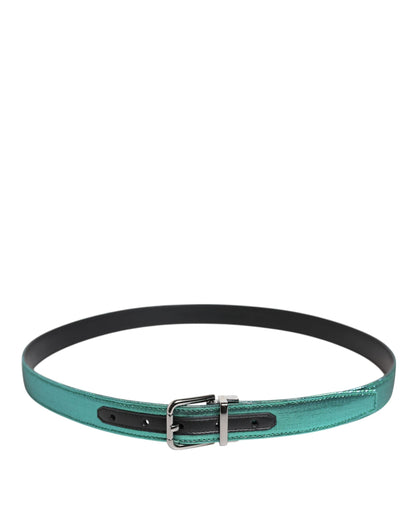 Dolce & Gabbana Green Black Polyester Metal Buckle Belt