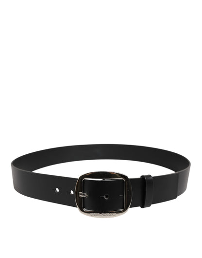 Dolce & Gabbana Black Leather Classic Metal Buckle Belt