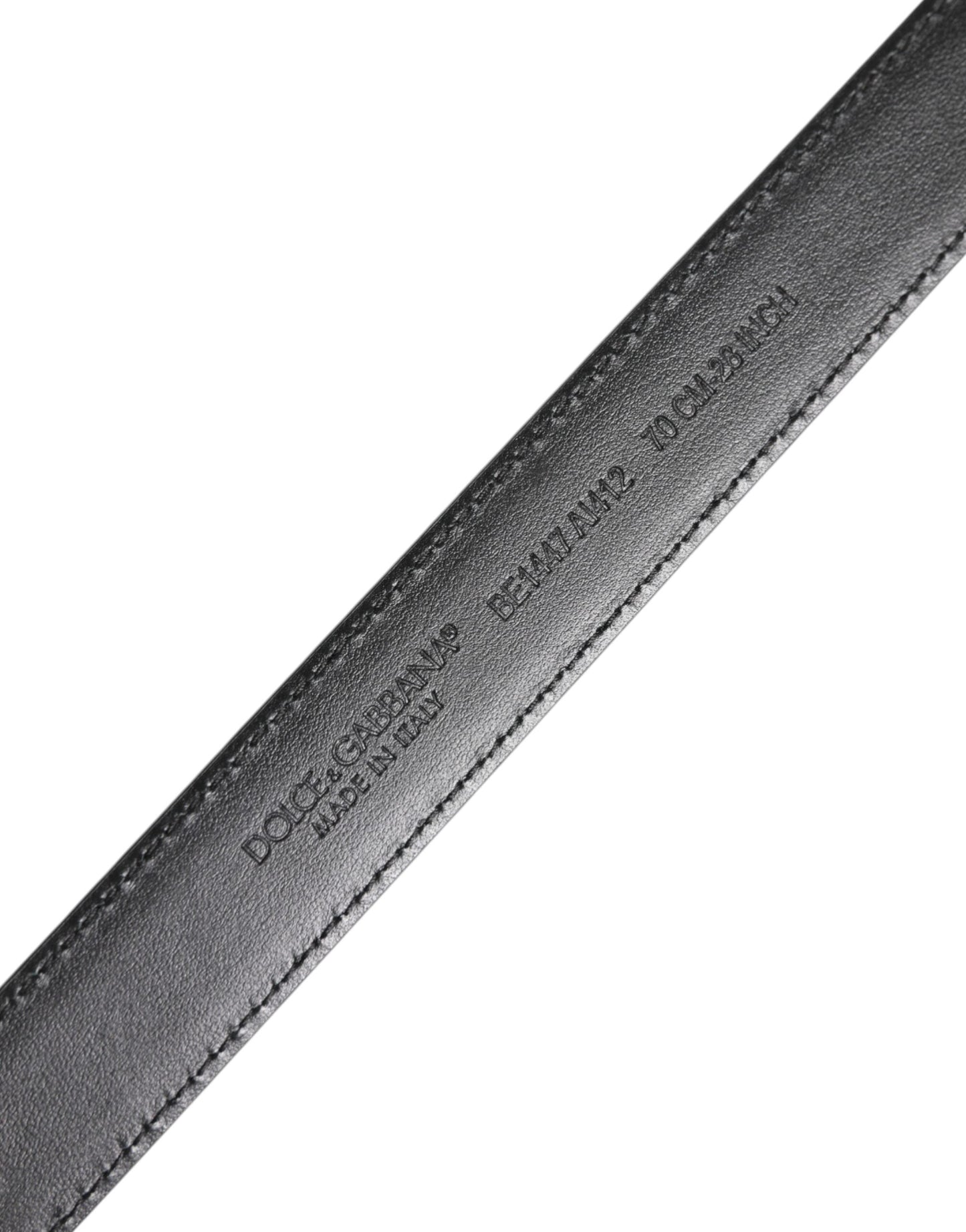 Dolce & Gabbana Black White Leather Silver Metal Buckle Belt