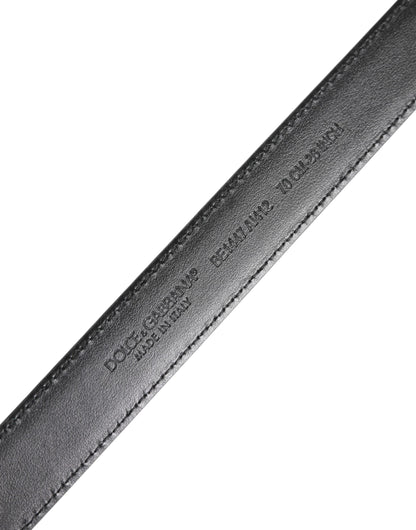 Dolce & Gabbana Black White Leather Silver Metal Buckle Belt