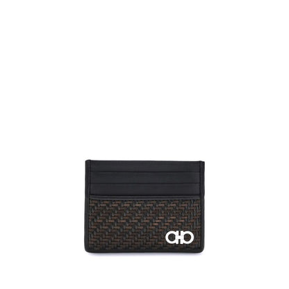 Ferragamo Woven Gancini Card Holder
