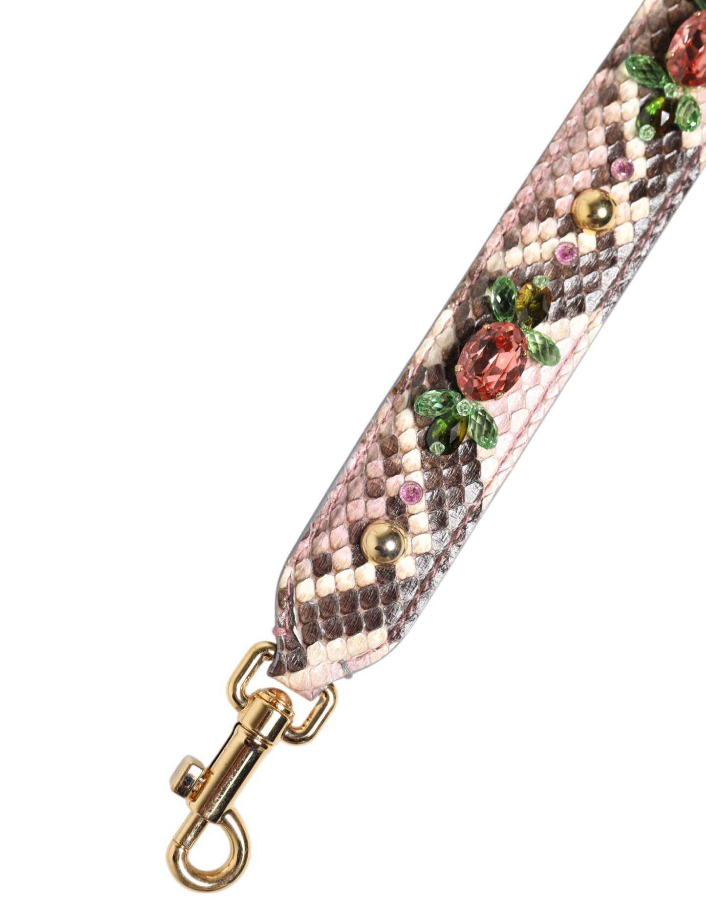 Dolce & Gabbana Multicolor Python Embellished Crystal Stud Shoulder Strap