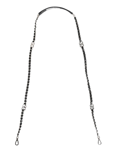 Dolce & Gabbana Black Leather DG Logo Chain Bag Shoulder Strap