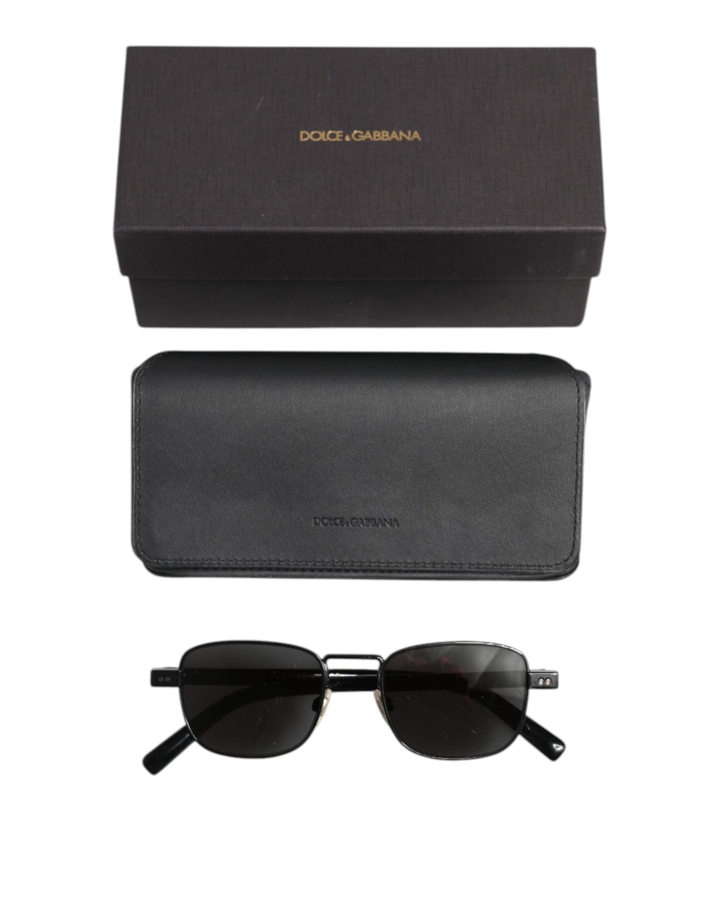 Dolce & Gabbana Black Metal Frame Square Lenses DG2222 Eyewear Sunglasses