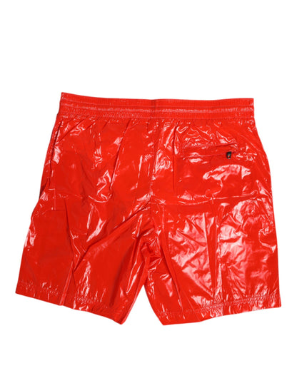 Dolce & Gabbana Red Nylon Drawstring Beachwear Shorts Swimwear