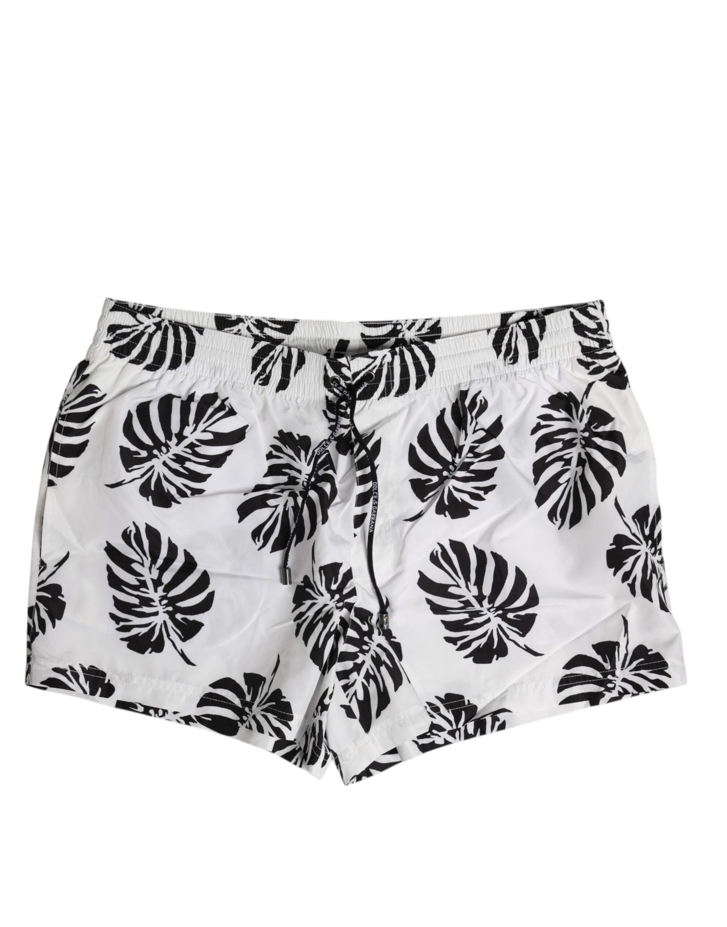 Dolce & Gabbana White Black Print Beachwear Shorts Swimwear