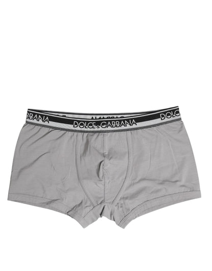 Dolce & Gabbana Gray Cotton Stretch Regular Boxer Underwear