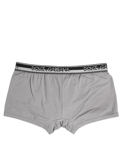 Dolce & Gabbana Gray Cotton Stretch Regular Boxer Underwear
