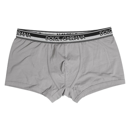 Dolce & Gabbana Gray Cotton Stretch Regular Boxer Underwear