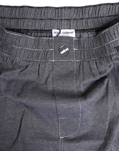 Dolce & Gabbana Gray Striped Cotton Regular Boxer Underwear