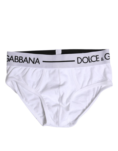 Dolce & Gabbana White Cotton Stretch Regular Brief Underwear