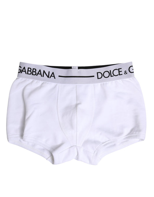 Dolce & Gabbana White Cotton Stretch Regular Boxer Underwear
