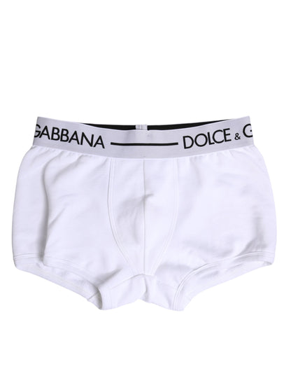 Dolce & Gabbana White Cotton Stretch Regular Boxer Underwear