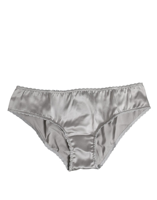 Dolce & Gabbana Gray Silk Stretch Bottom Low Waist Panty Underwear