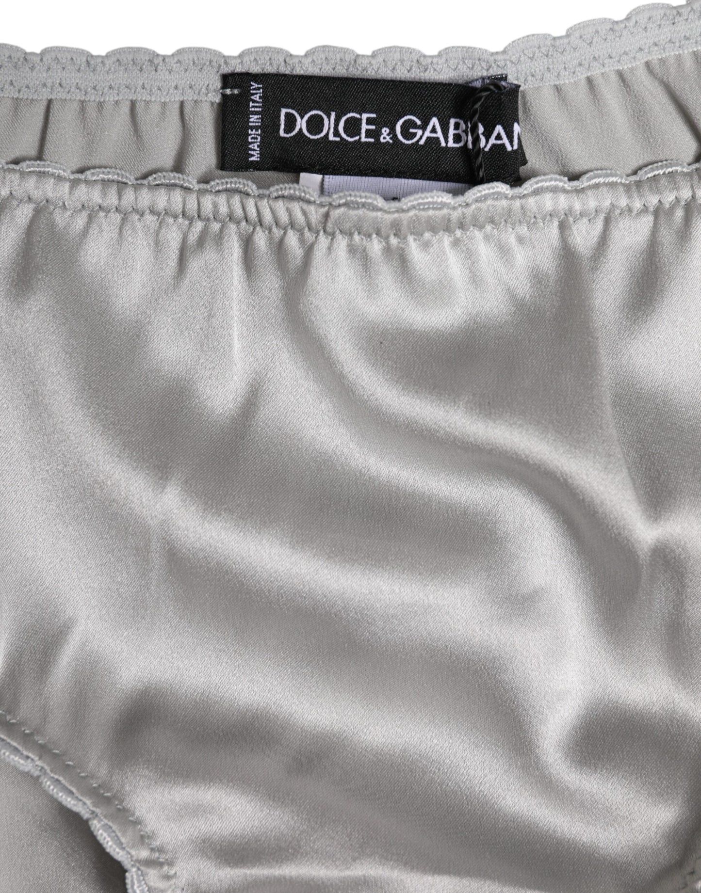 Dolce & Gabbana Gray Silk Stretch Bottom Low Waist Panty Underwear