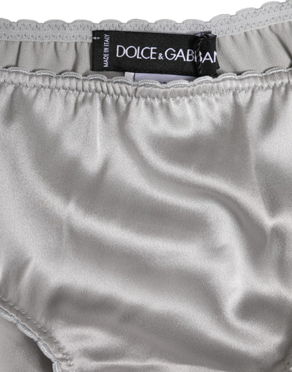 Dolce & Gabbana Gray Silk Stretch Bottom Low Waist Panty Underwear