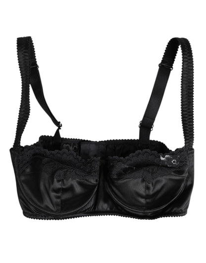 Dolce & Gabbana Black Silk Underwired Balconette Bra Underwear